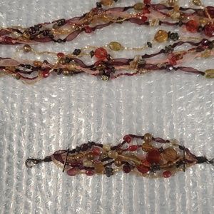 BOHO Morano glass & Beaded  Necklace mukti strand ITALY BOHEMIAN Bracelet Bundle